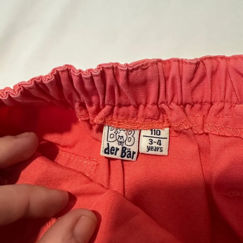 Bob der Bär German Flower Embroidered Coral Cargo Jogger Pants Sz 3-4y